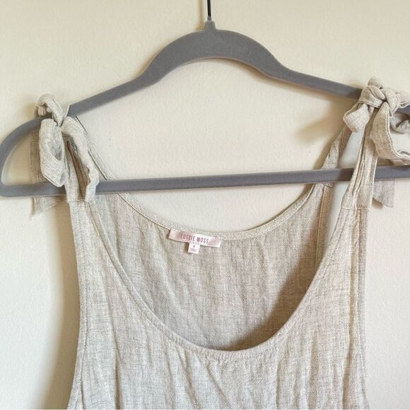 Lottie Moss Linen Blend Beige Tunic Tie Tank Small - Picture 5 of 6